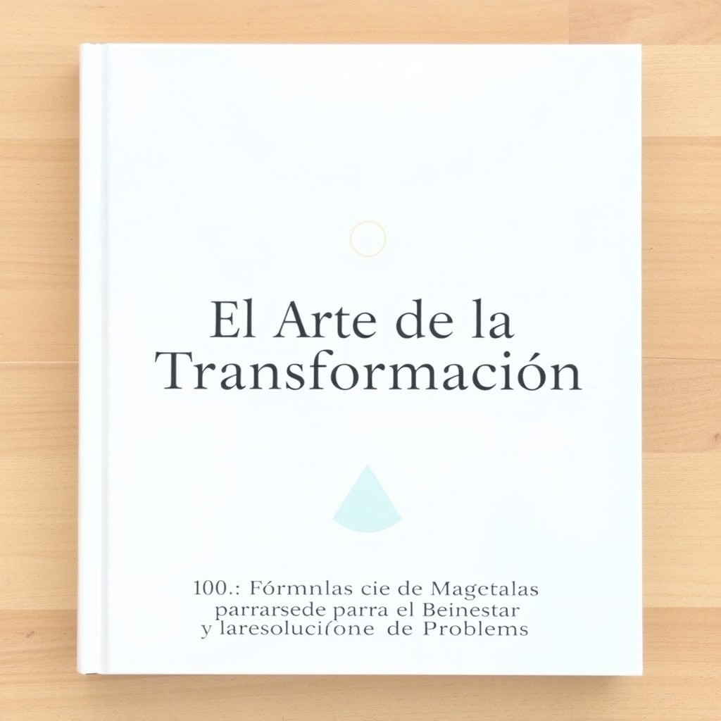A minimalist book cover for 'El Arte de la Transformación: 100 Fórmulas Mágicas para el Bienestar y la Resolución de Problemas'