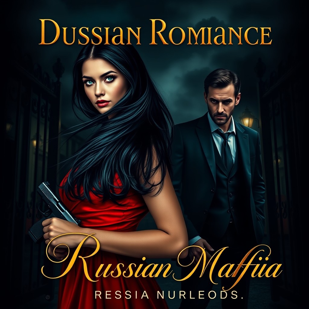 A captivating dark romance cover featuring a mysterious Russian mafia theme
