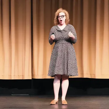 During the talent show, Sarah dressed up as a goof and performed a hilarious comedy routine that had the audience rolling with laughter.