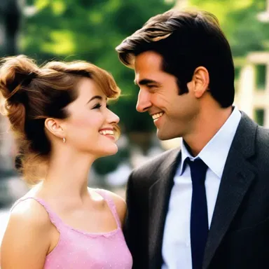 In the romantic comedy, the protagonist falls in love with a charming goof who always manages to make her smile.