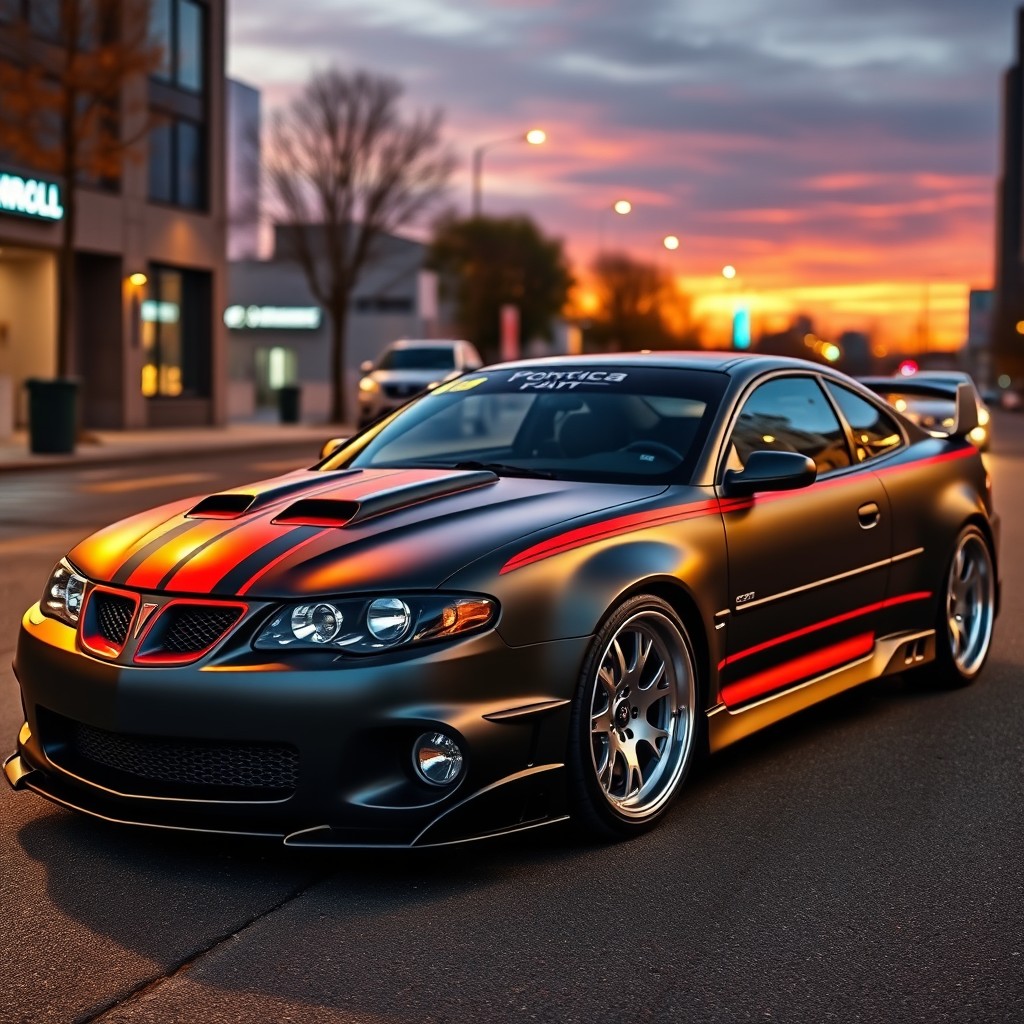 A custom modified Pontiac Grand Am GT, showcasing a sleek and aggressive design