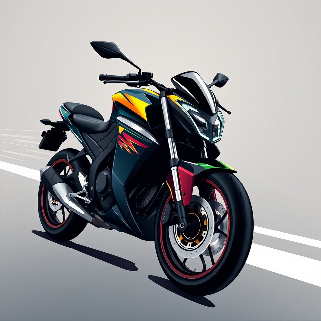 A sleek and dynamic vector image of a Jaguar brand street bike, showcasing its aerodynamic design and distinctive features
