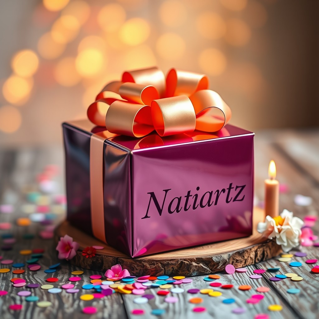 A beautifully designed gift box featuring the company name 'Natiartz' elegantly printed on the side