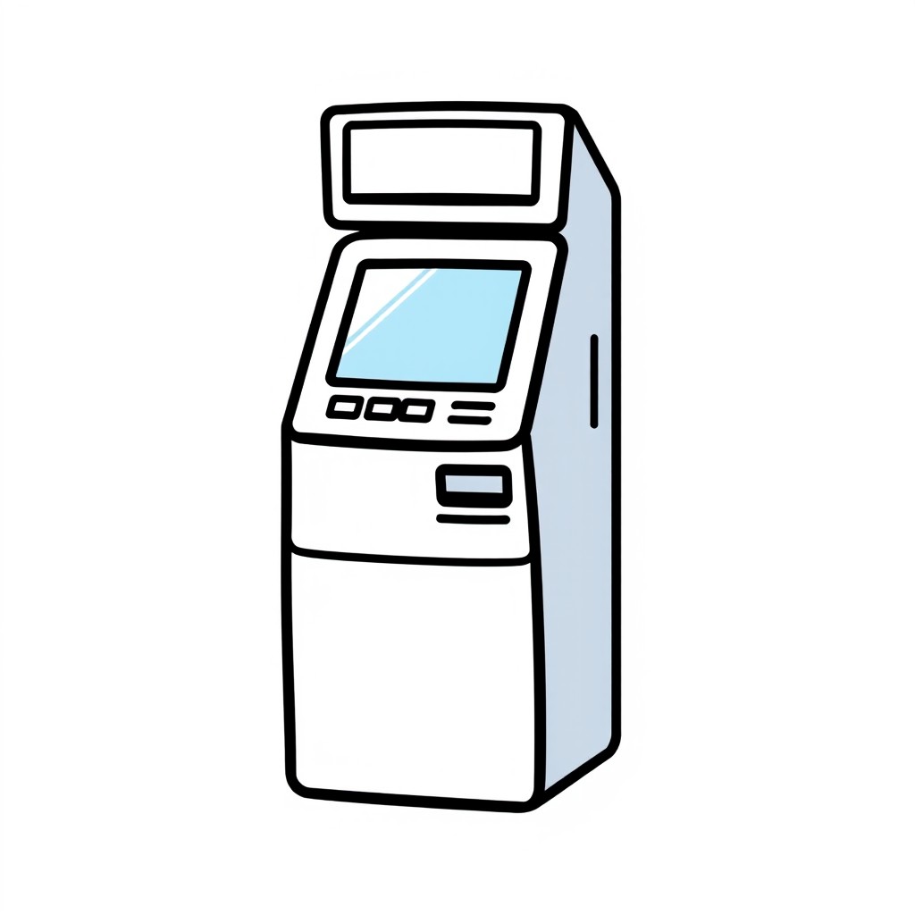 An image of a self-service checkout machine designed as a pictogram