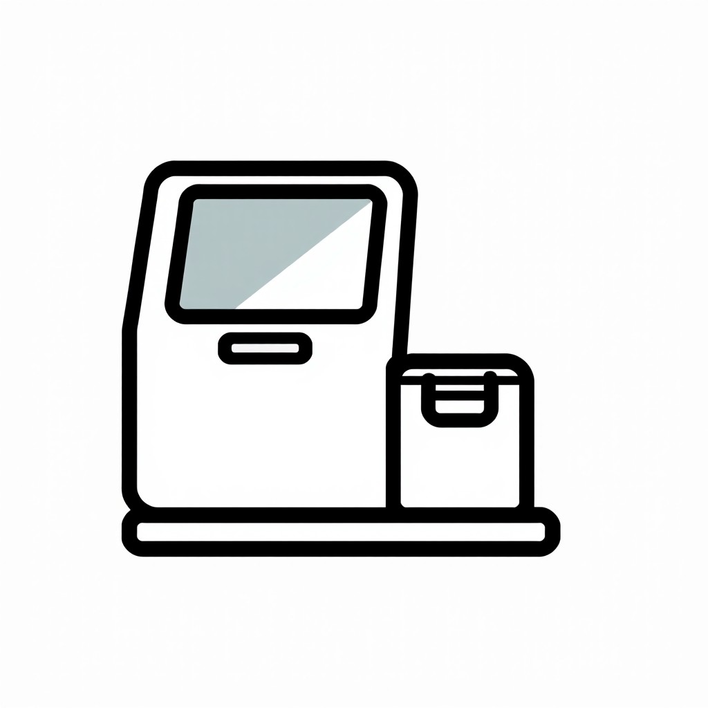 An icon of a self-service checkout machine designed as a pictogram for use in an application