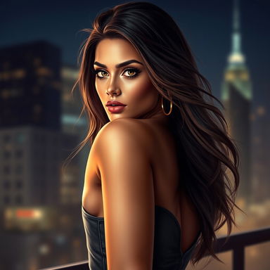 A realistic portrayal of a sexy woman, featuring a confident and alluring pose