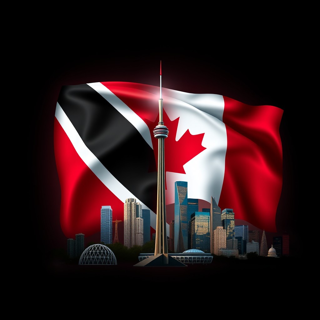 An artistic design that creatively incorporates the flags of Trinidad and Tobago and Canada