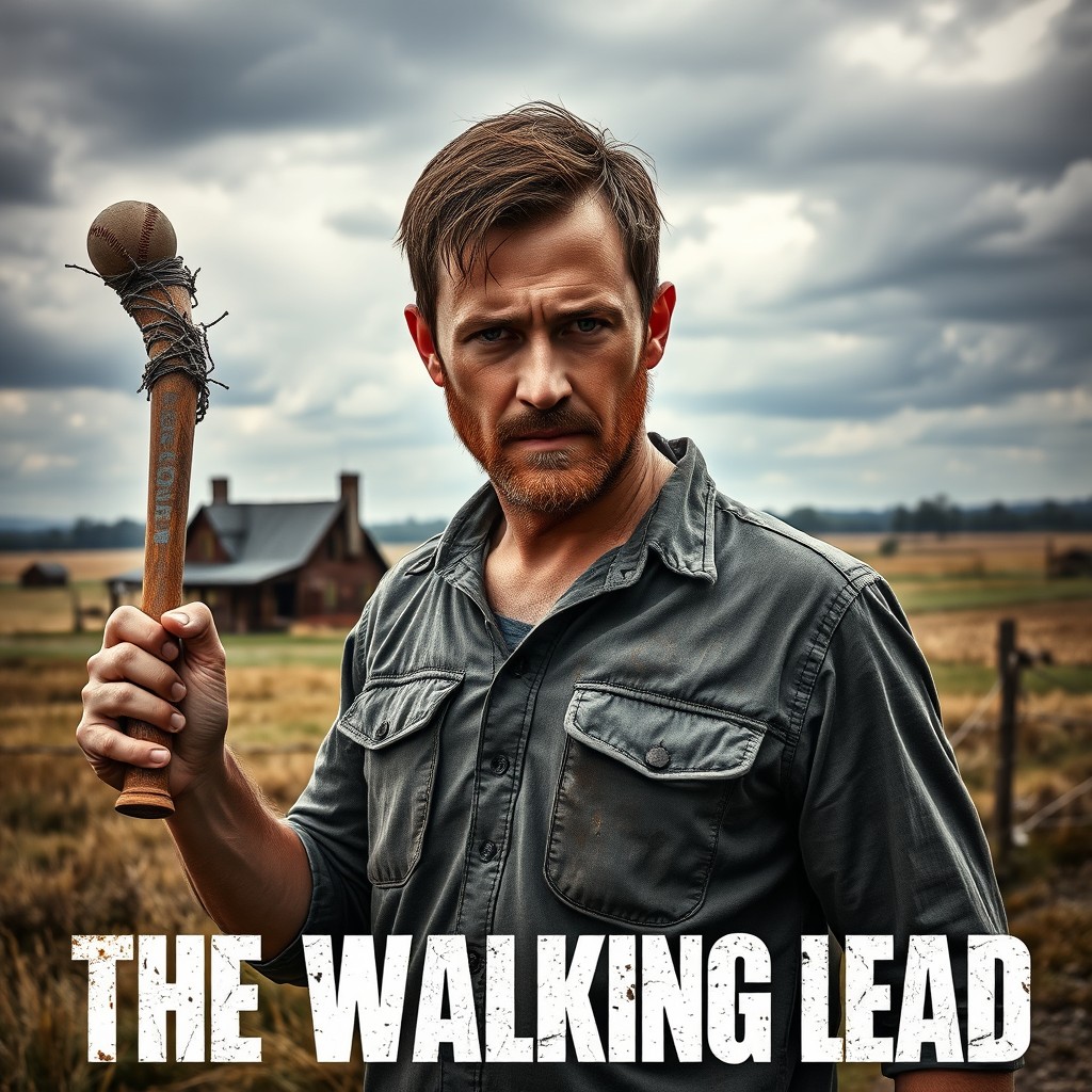A fanfiction cover featuring a strong male character in a post-apocalyptic setting inspired by The Walking Dead