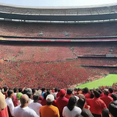 The stadium was jampacked with enthusiastic fans during the historic football match.