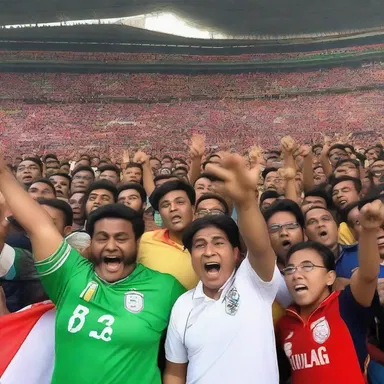 The stadium was jampacked with enthusiastic fans during the historic football match.