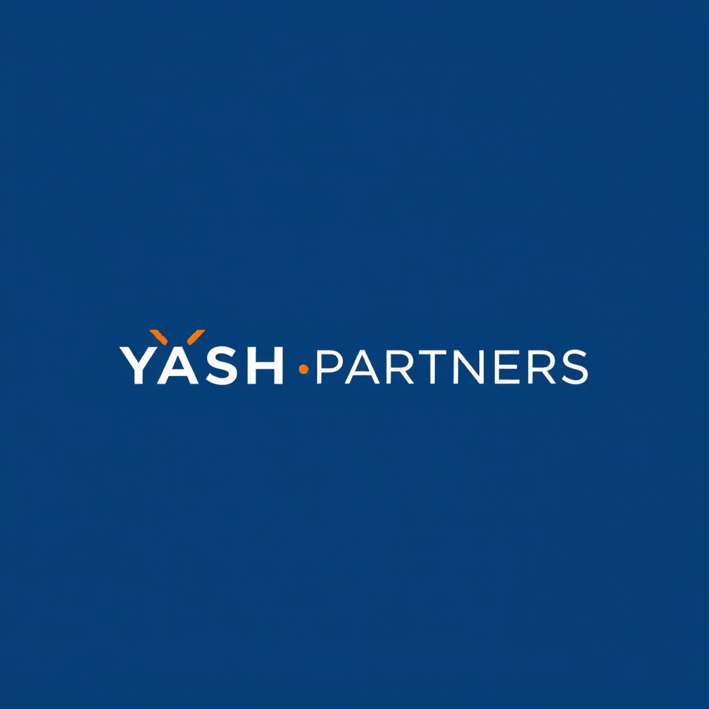 A modern logo design featuring the text 'YASH PARTNERS'
