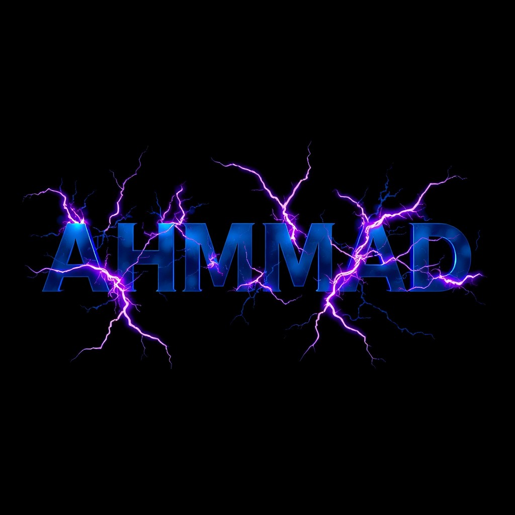 The word AHMAD artistically rendered in bold lettering, primarily in dark blue and black colors