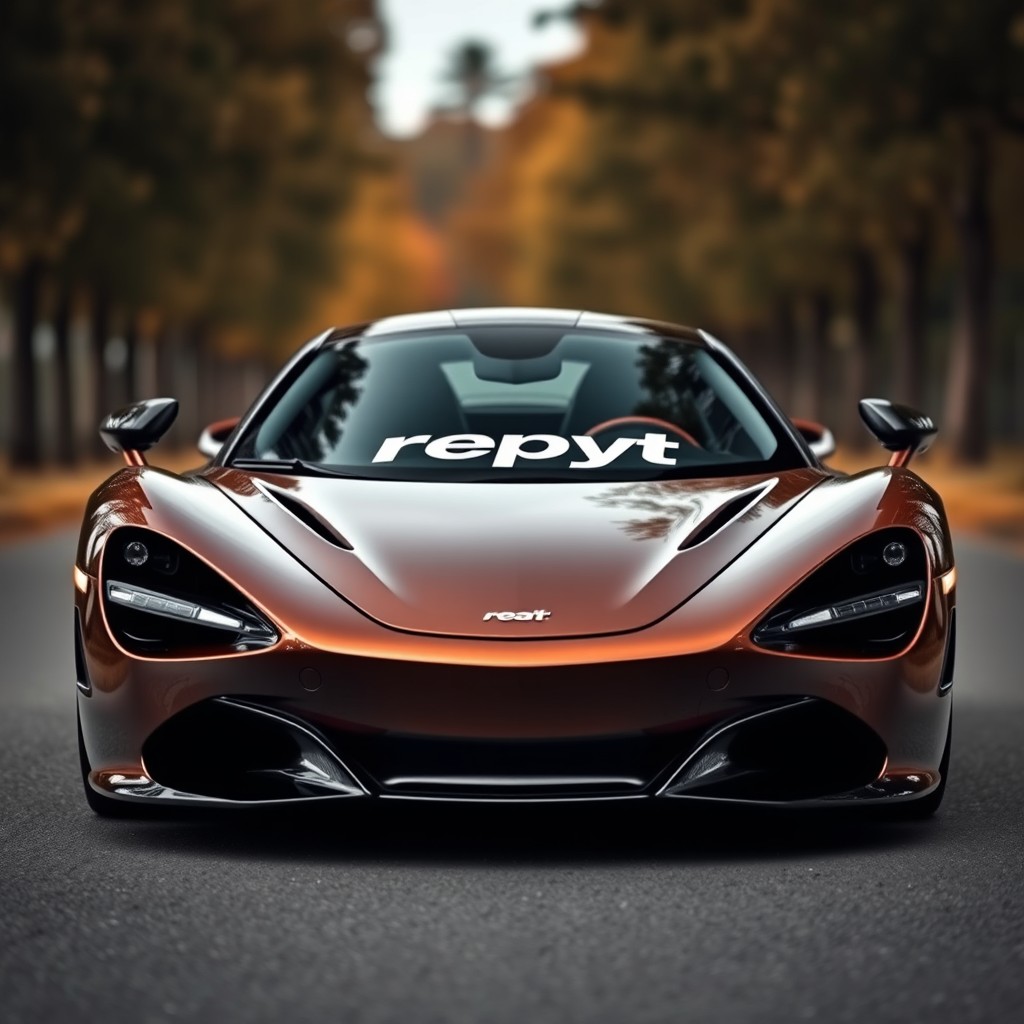 A front angled view of a McLaren 720s car, showcasing its sleek design and aerodynamic features