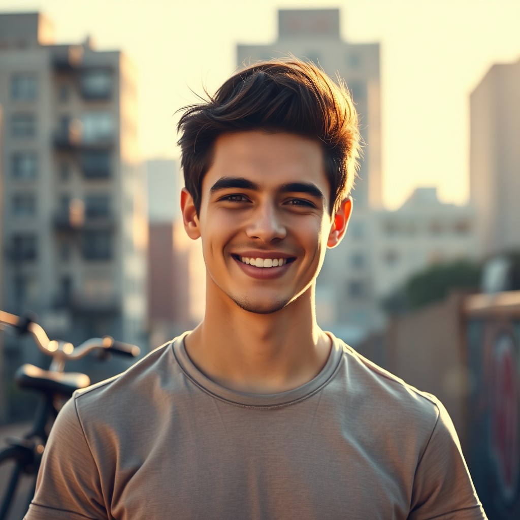 A portrait of a 23-year-old man, showcasing his youthful energy and vitality