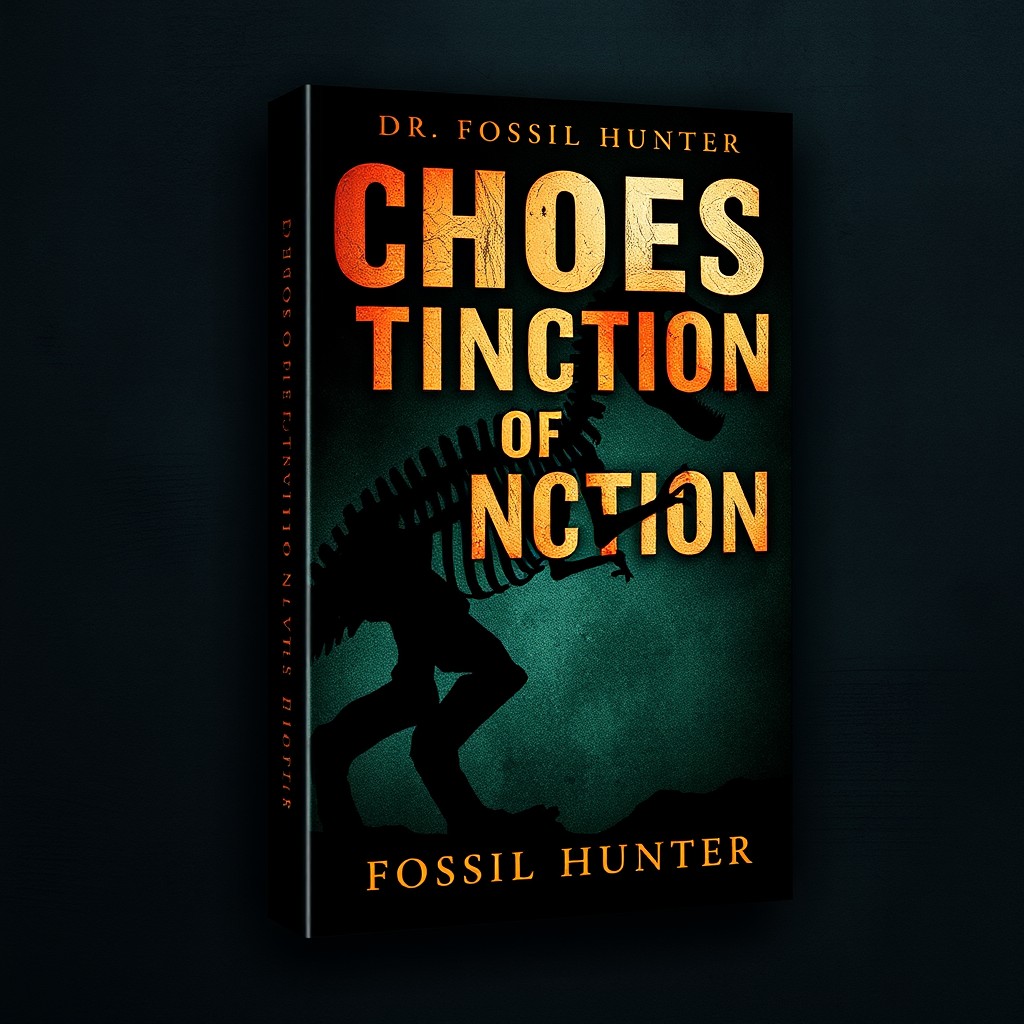 A dramatic and eye-catching book cover design for 'Echoes of Extinction' by Dr
