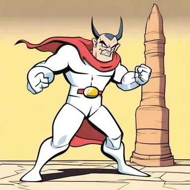 The cartoon character displayed an earnest focus on catching the antagonist.