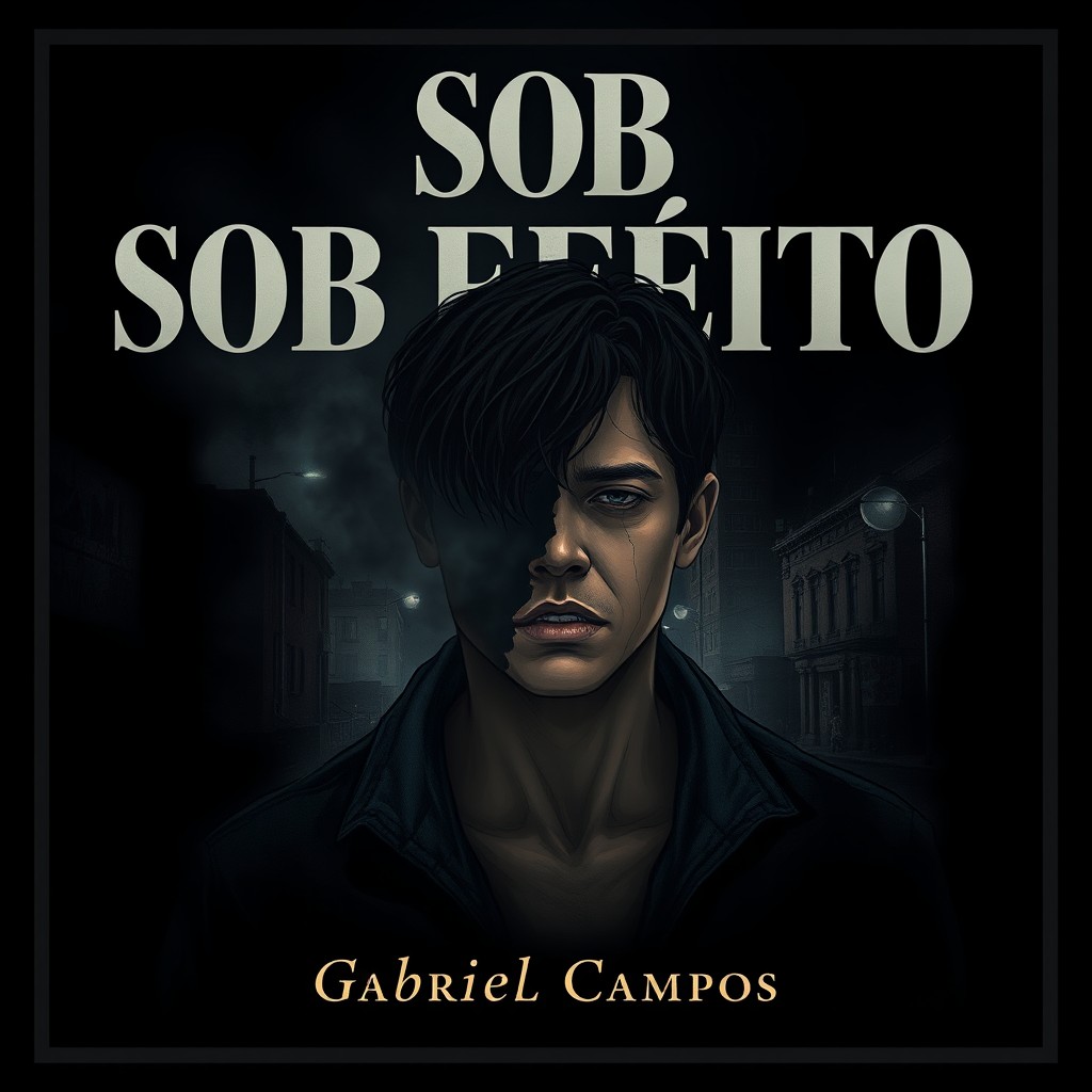 A dramatic movie cover about drug addiction, titled "SOB EFEITO" prominently displayed at the top in bold letters, symbolizing the effects of substance use