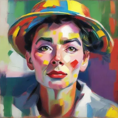 The painter used vibrant colors and bold brushstrokes to depict the earnest expression on the subject's face.