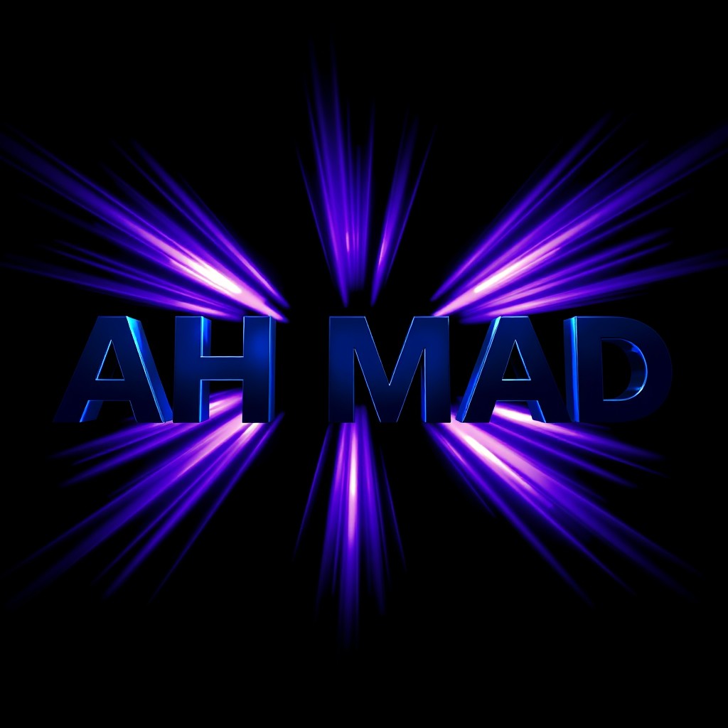 The word 'AHMAD' prominently displayed in dark navy blue and black colors