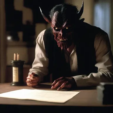 The protagonist in the horror movie signed an earnest contract with the demon, unknowingly binding himself to a terrifying fate.