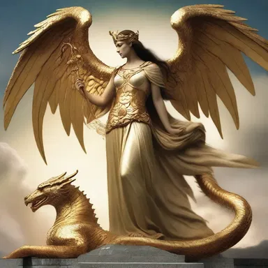 The Greek goddess Athena granted the hero strength and courage to overpower the fearsome dragon guarding the golden fleece.