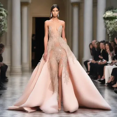 The stunning beauty of the supermodel's designer gown completely overpowered the audience, leaving them in awe of her elegance and style.