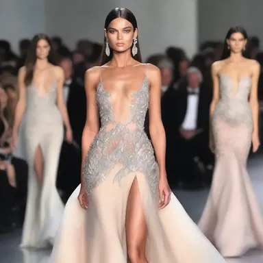 The stunning beauty of the supermodel's designer gown completely overpowered the audience, leaving them in awe of her elegance and style.