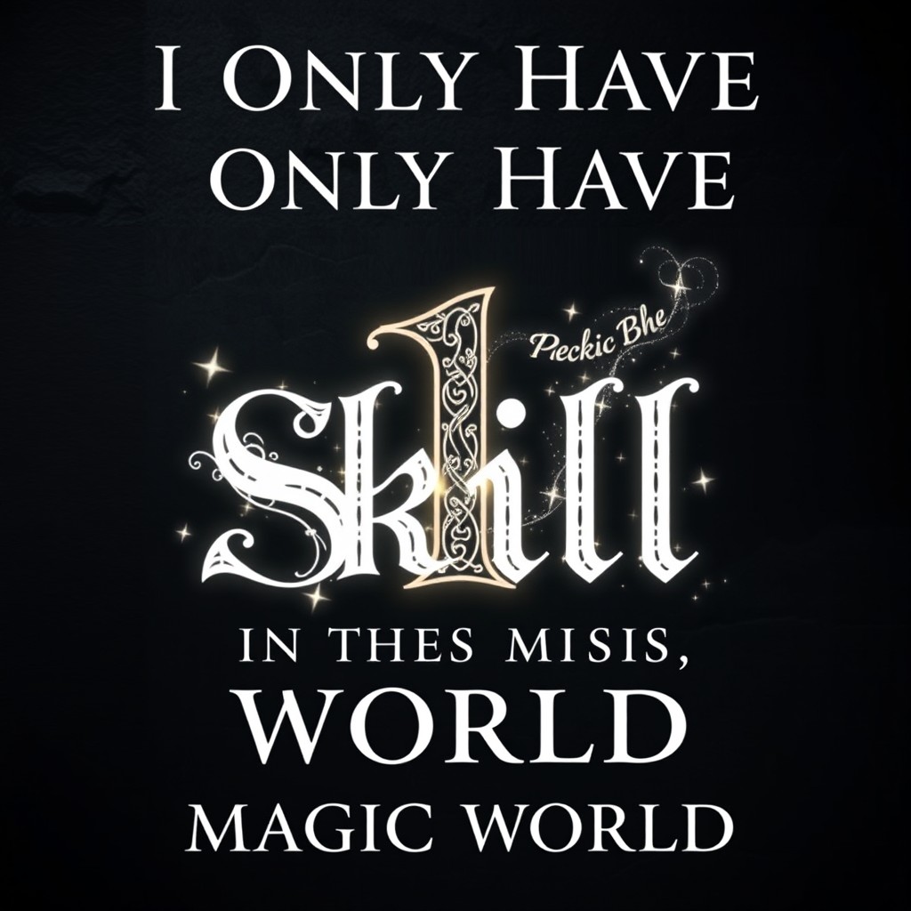 An elegant dark fantasy book title design featuring the words “I Only Have 1 Skill in This Magic World