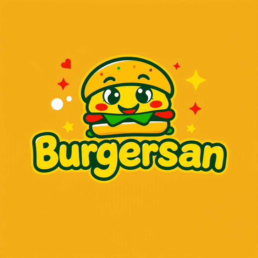 A vibrant and colorful logo for 'Burguersan'