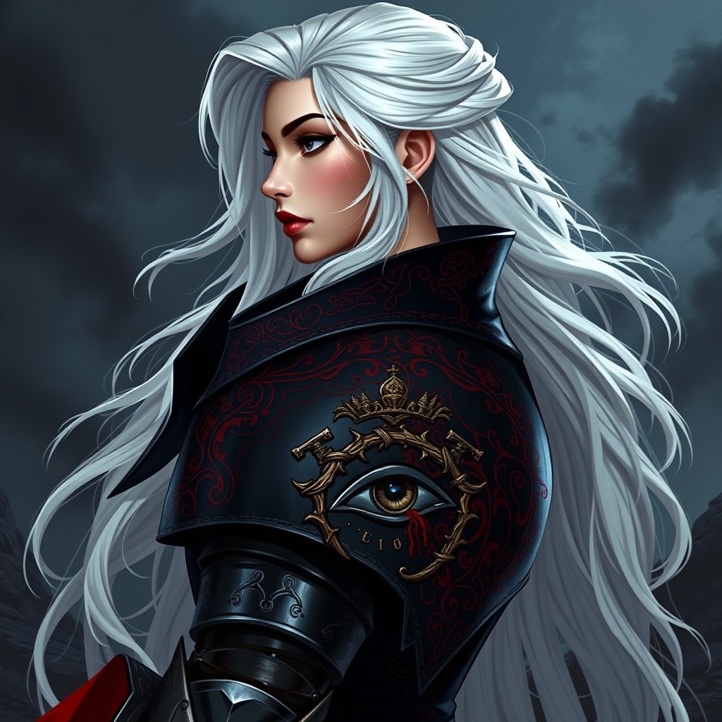 A stunning fantasy profile picture of Ladyship Mordalus, the Night Marshal