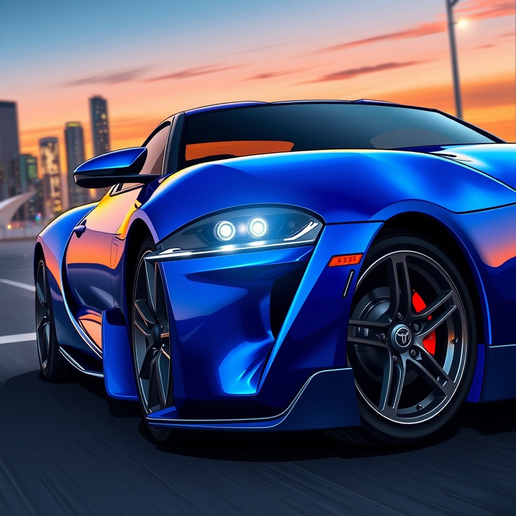 A stunningly detailed illustration of a Toyota Supra MK4, showcasing its sleek and aerodynamic body lines