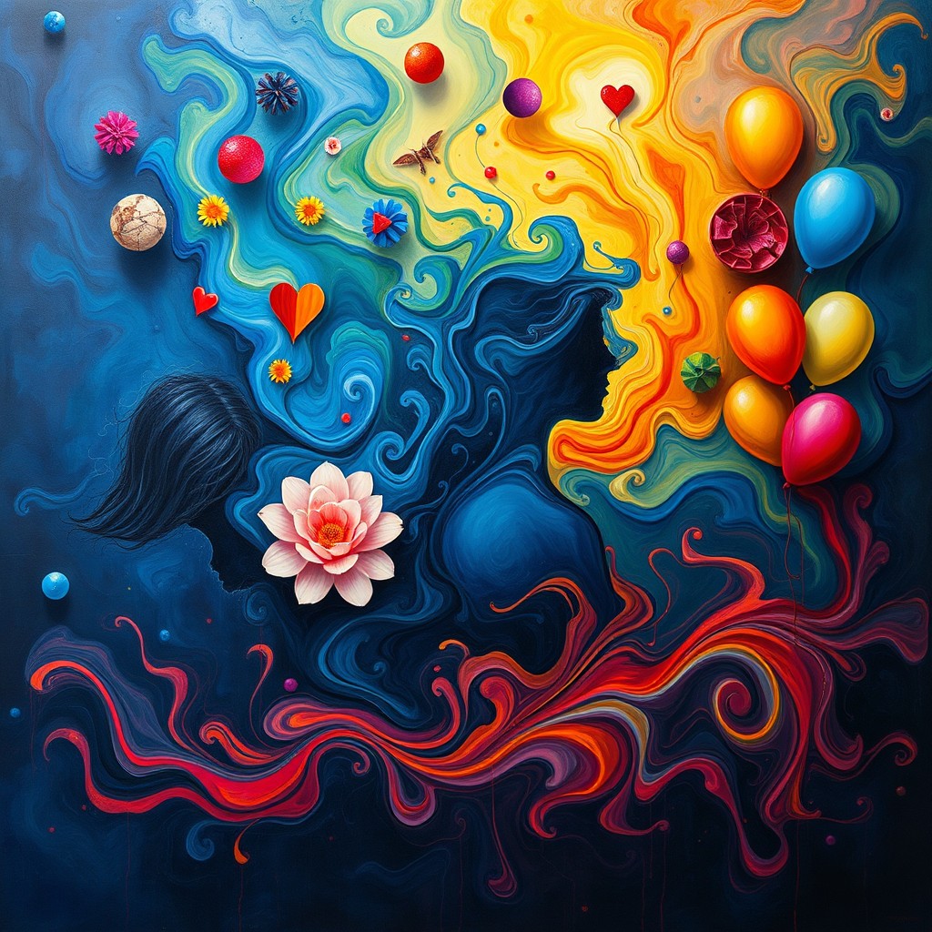 An abstract representation of the expressive blending of colors and thoughts