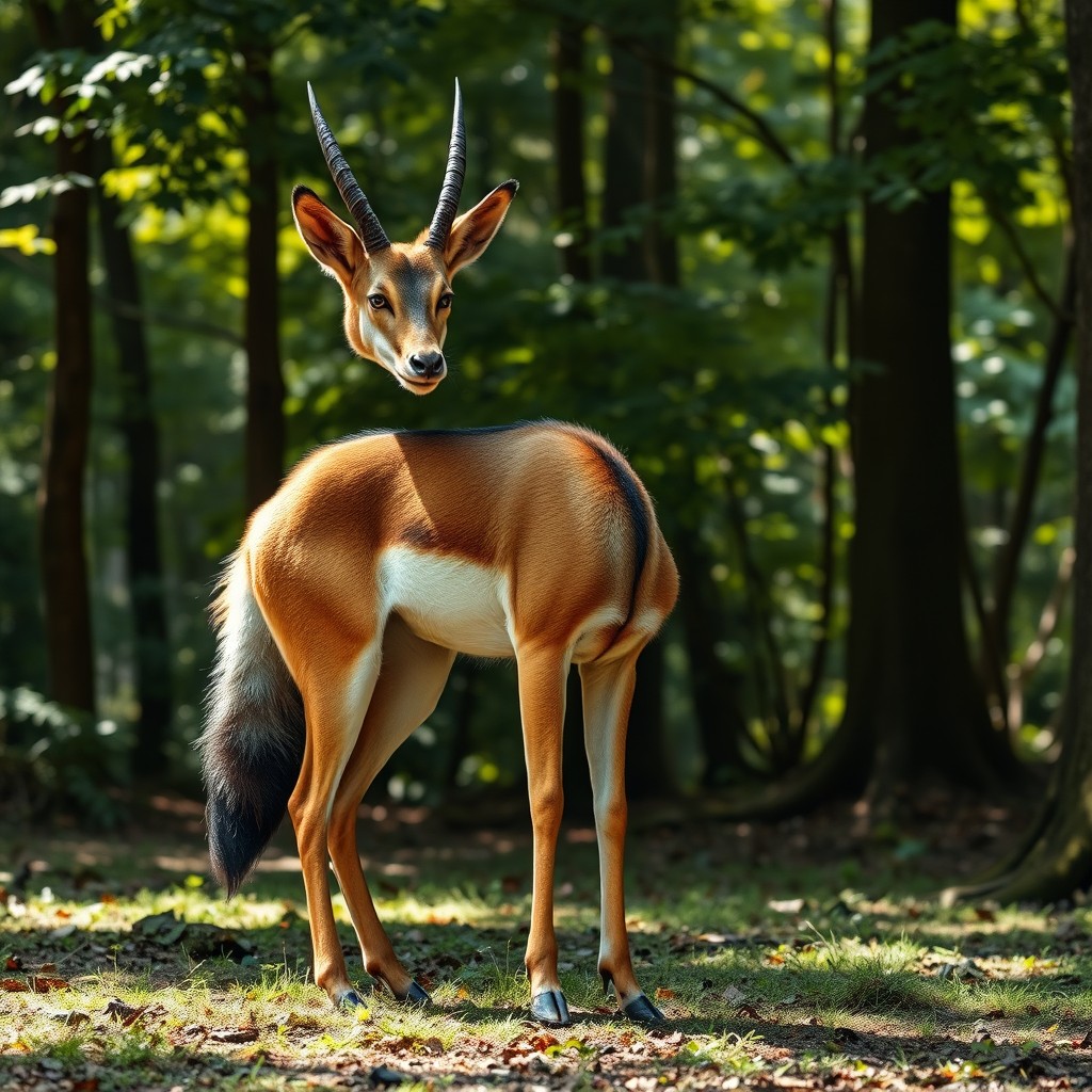 A captivating hybrid creature that elegantly combines the sleek form of a gazelle with the strong characteristics of a wolf