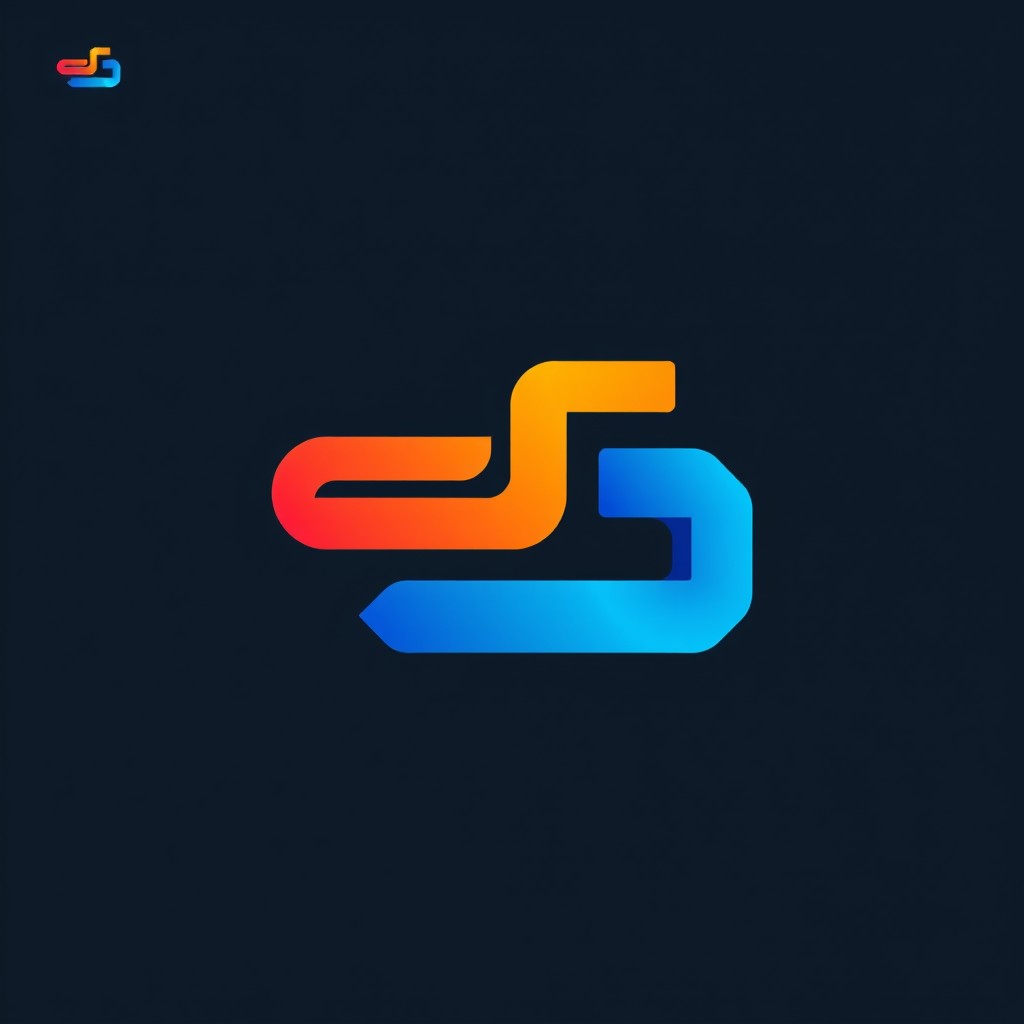 A modern and sleek logo design that incorporates abstract shapes and vibrant colors