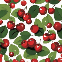 Tile pattern design on a black background featuring red cherries with leaves.