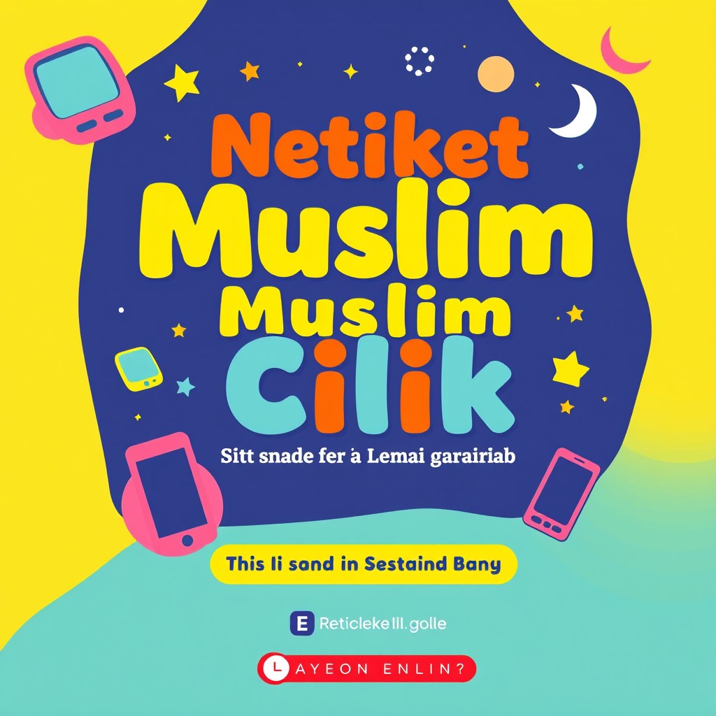 Create a vibrant and colorful eBook cover for 'Netiket Muslim Cilik: Agar Jari Tetap Beradab, Meski di Dunia Maya'