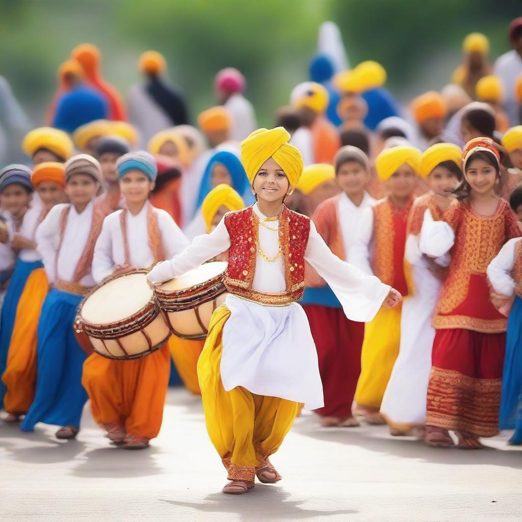 A high-quality photograph capturing the vibrant spirit of Baisakhi