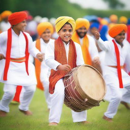 A high-quality photograph capturing the vibrant spirit of Baisakhi