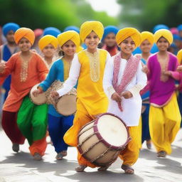 A high-quality photograph capturing the vibrant spirit of Baisakhi