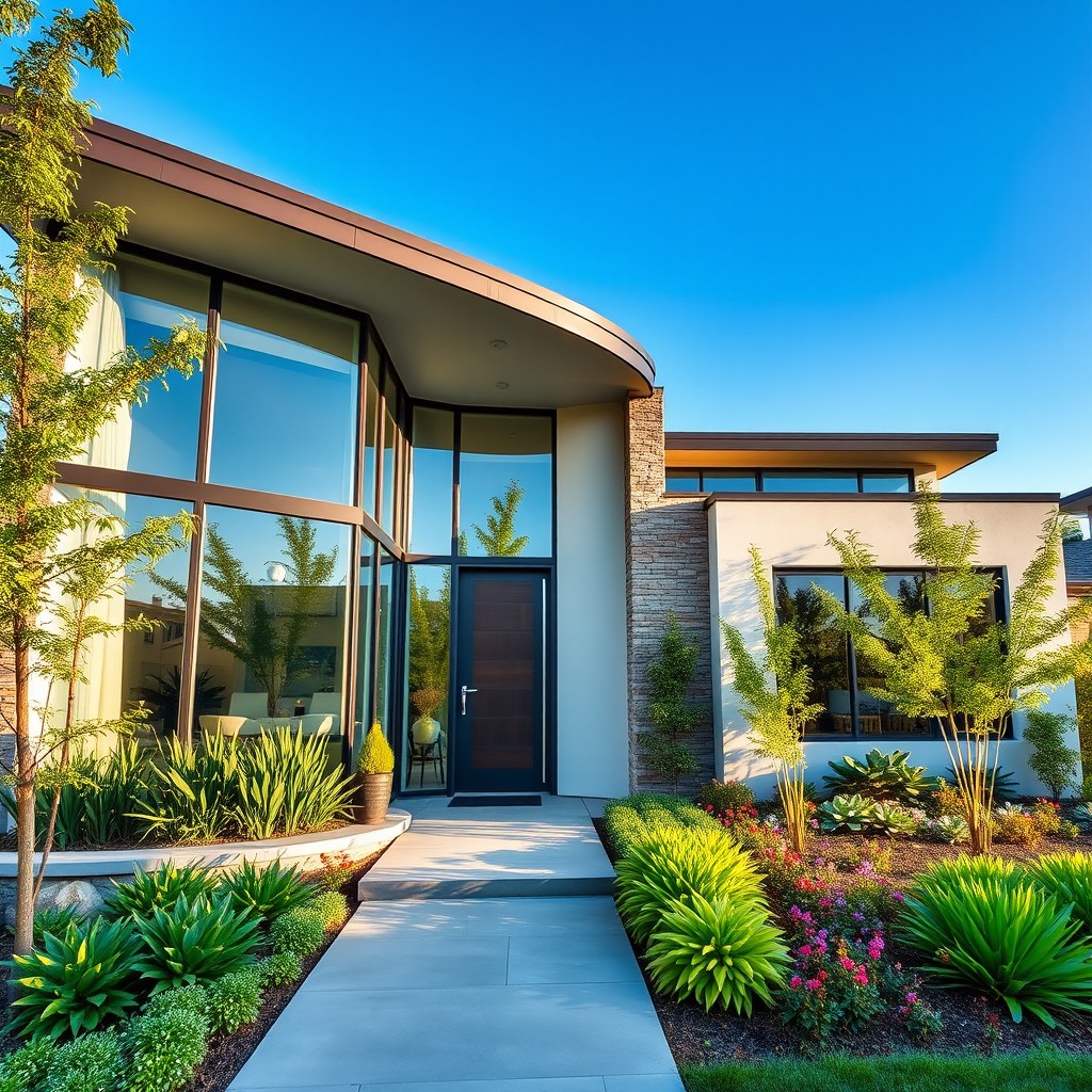 A modern house facade featuring clean lines and an elegant design