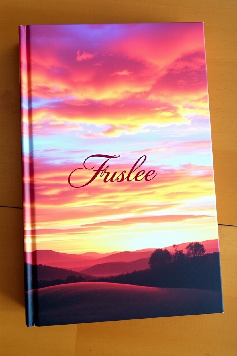 A stunning book cover depicting a vibrant sunset over a serene landscape