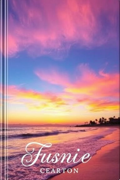 A captivating book cover featuring a breathtaking sunset over a tranquil ocean