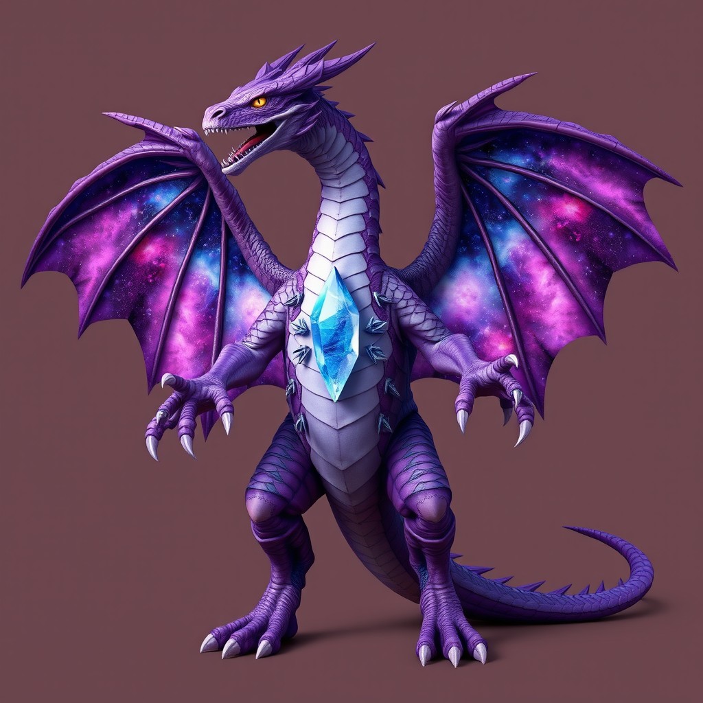 A majestic, powerful dragon standing proudly on two long, muscular legs, radiating a menacing, intimidating aura that evokes fear and respect