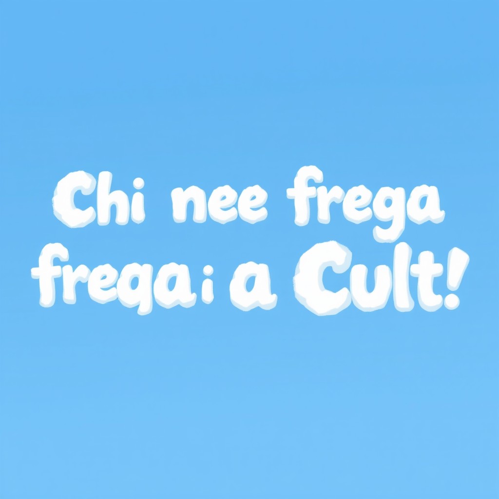 A text logo that says 'Chi se ne frega sarà Cult!' written in fluffy, cloud-like letters