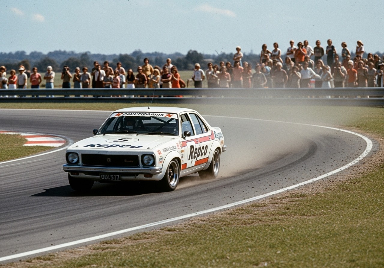 Vintage 1973 Holden Torana Racing Car in Dynamic Motion