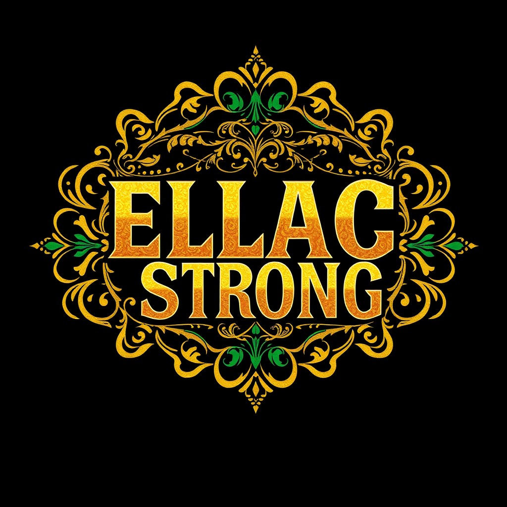 A striking t-shirt design for a black t-shirt, featuring the bold text "ELAC Strong" prominently displayed at the center