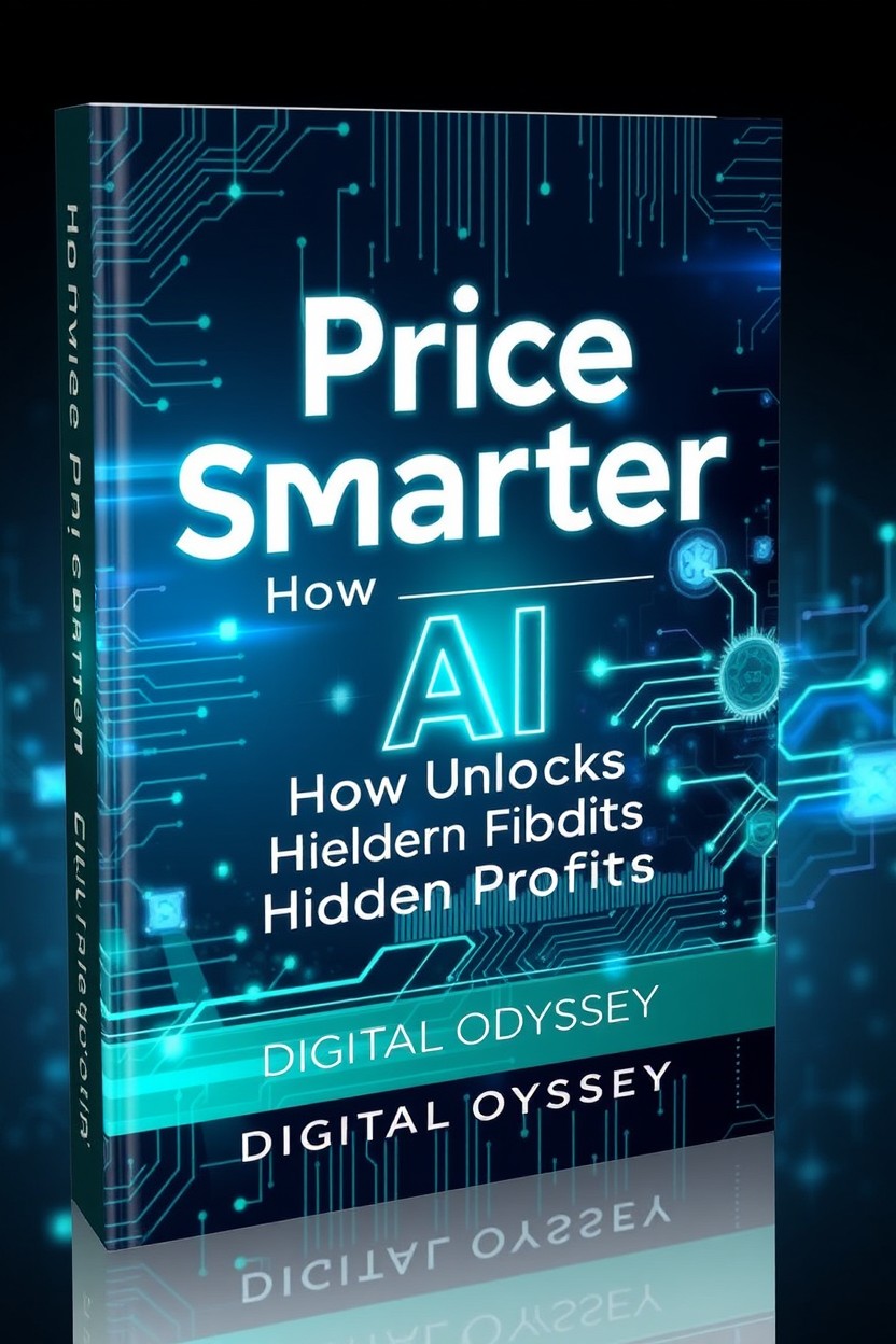 A captivating eBook cover design for 'Price Smarter: How AI Unlocks Hidden Profits' by DIGITAL ODYSSEY