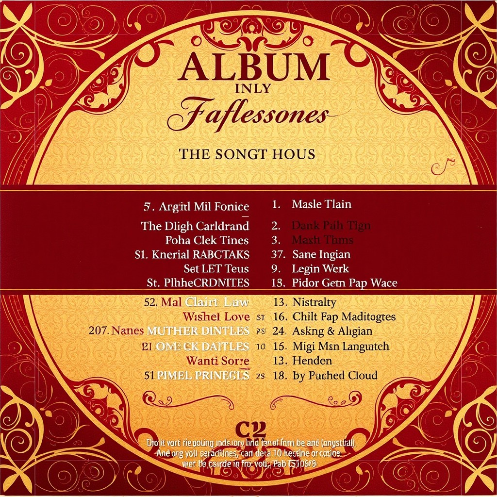 A visually captivating CD jewel cover with a clear and artistic layout of the song list