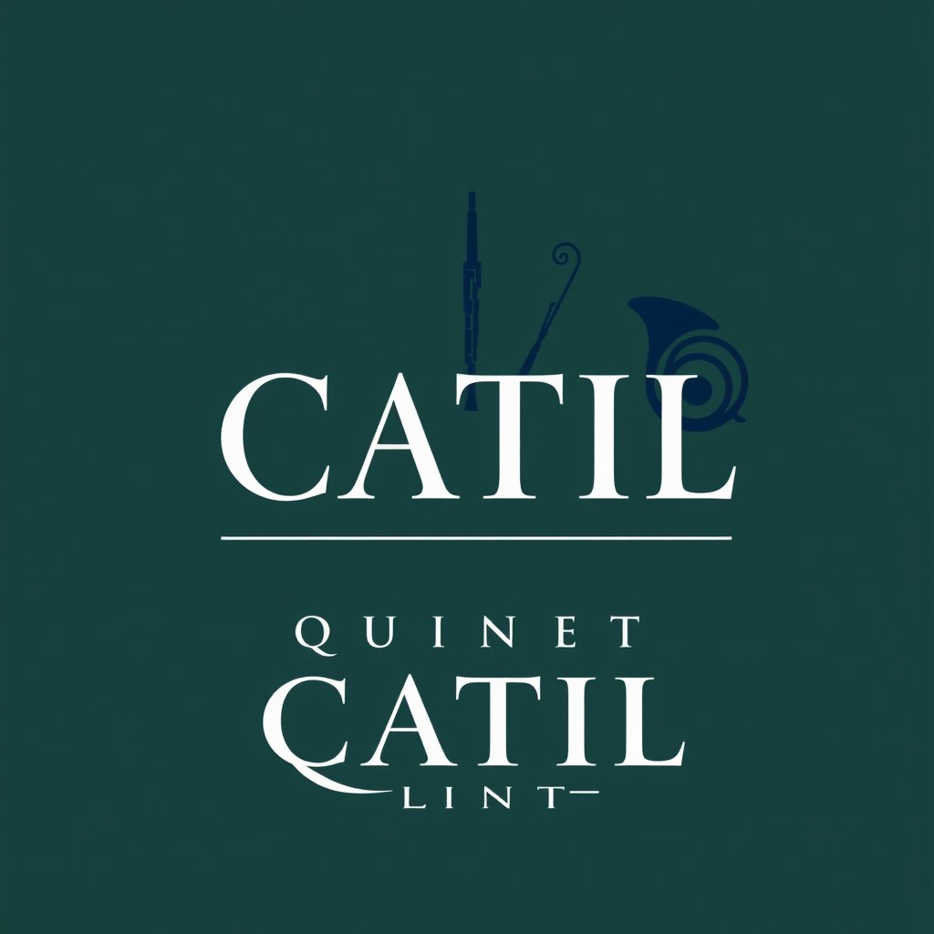 An elegant logo design for a wind quintet named 'CATIL Quintet'