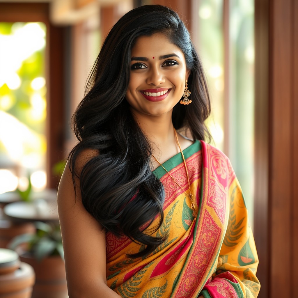 A beautiful Indian woman, often referred to as an 'aunty', showcasing elegance and charm